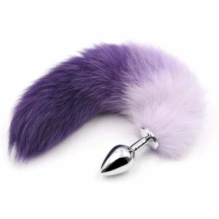 17 ” White with Purple Fox Tail Plug Stainless Steel