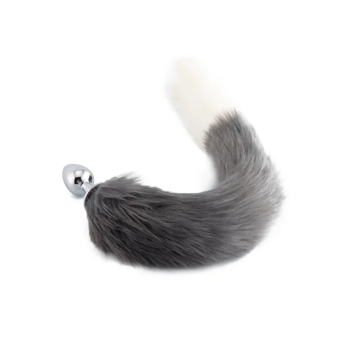 18 ” Grey with White Fox Tail Plug
