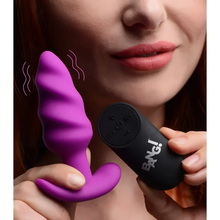 21X Remote Control Vibrating Silicone Swirl Butt Plug – Purple