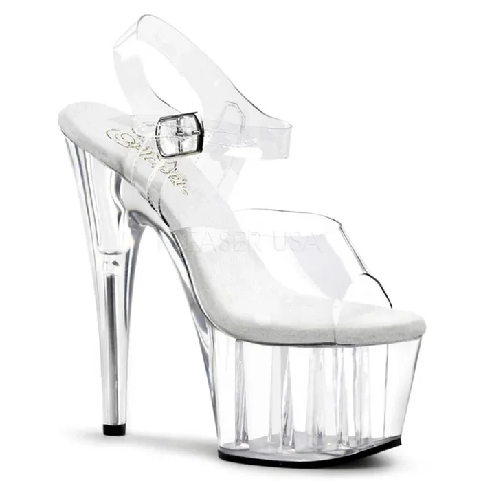 7 ” Spike Heel Clear Platform Ankle Strap Sandal