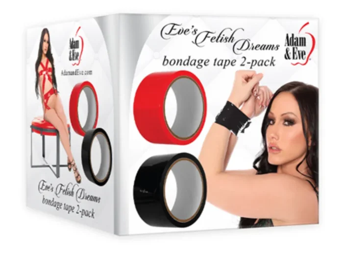 Adam & Eve Eve’s Fetish Dreams Bondage Tape 2-Pack Black/Red