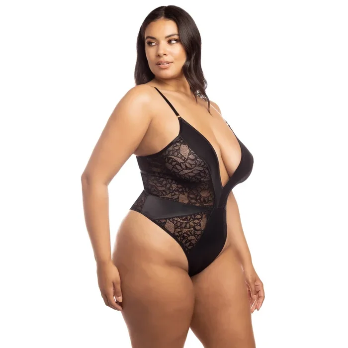 Amaya Stretch Satin and Snakeprint Mesh Teddy – Curvy