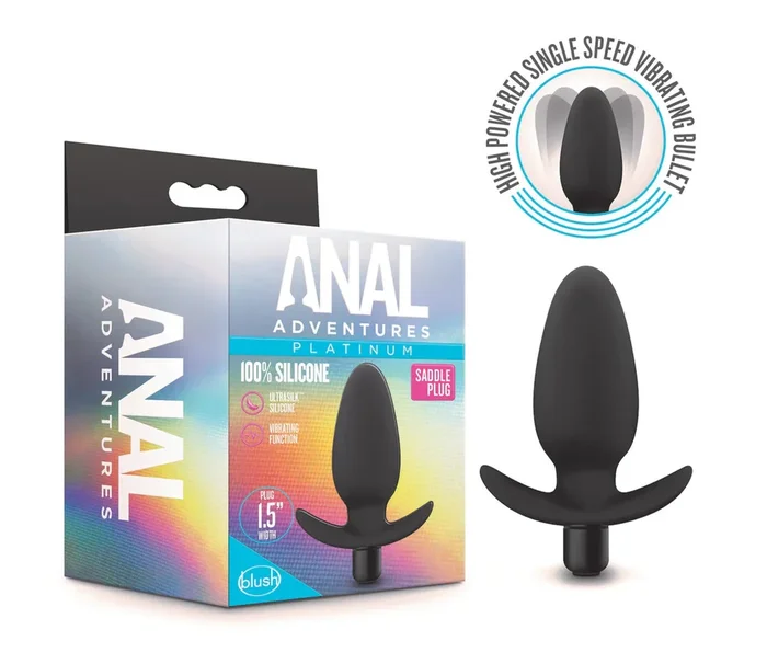 Anal Adventures Platinum Saddle Black 4.5-Inch Vibrating Anal Plug