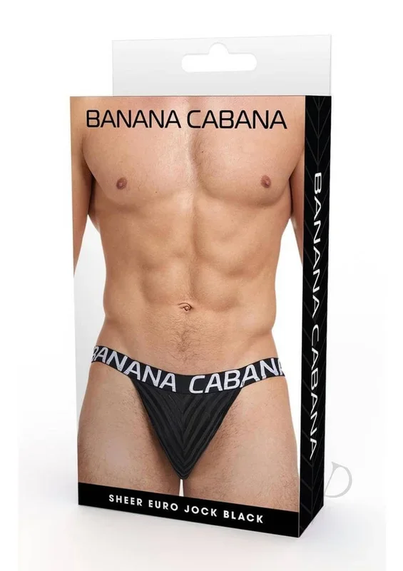 Banana Cabana Sheer Euro Jock Black Large XLarge