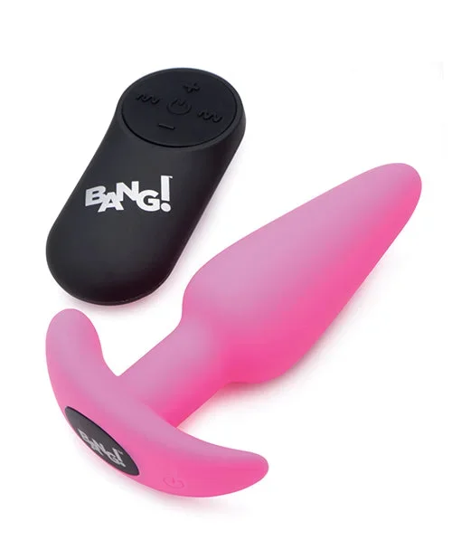 Bang! 21X Vibrating Silicone Butt Plug w/Remote – Pink