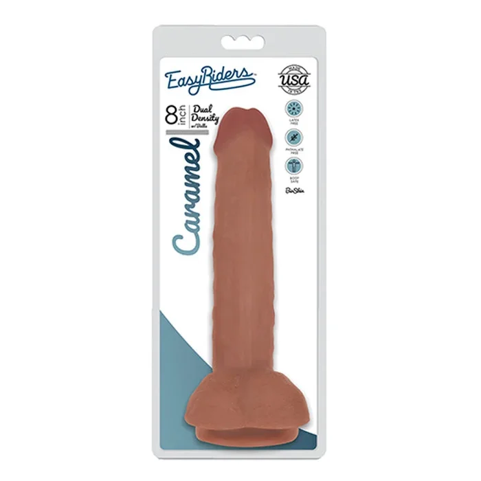 Bend Toys Easy Riders 8 in. Dual Density Dildo with Balls & Suction Cup Tan