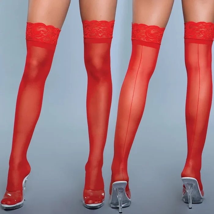 BeWicked Keep A Secret Thigh Highs-Red O/S