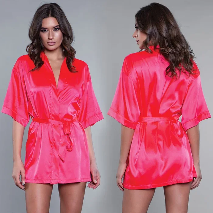 BeWicked Satin Robe-Hot Pink Large