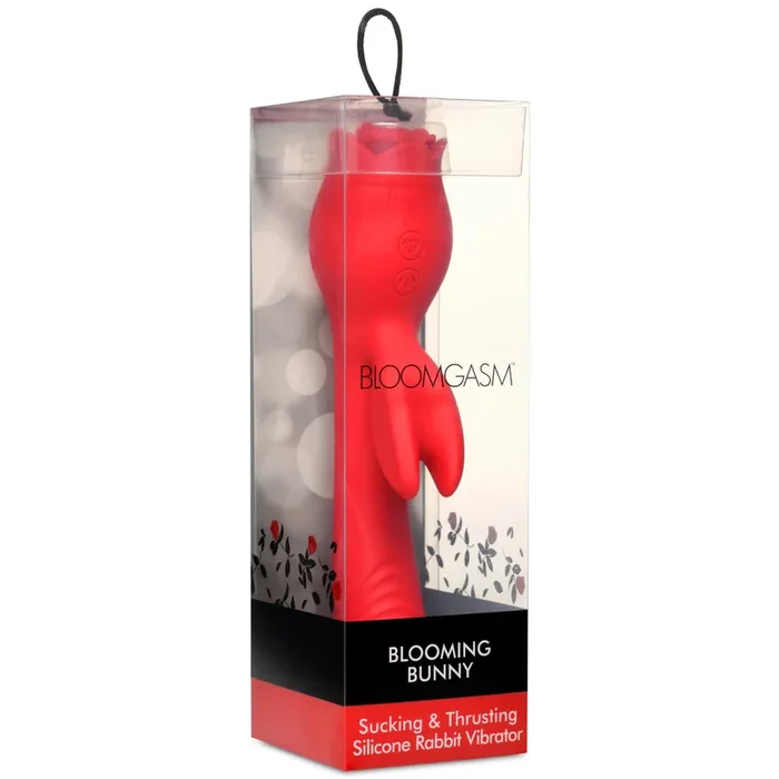 Blooming Bunny Sucking and Thrusting Silicone Rabbit Vibrator – Red