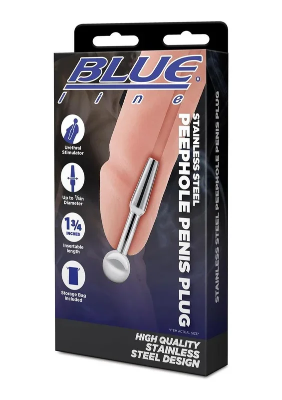 Blue Line Peephole Penis Plug – Stainless Steel