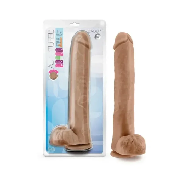 Blush Au Naturel Daddy 14 atomic number 49. Posable Dual Density Dildo with Balls & Suction Cup