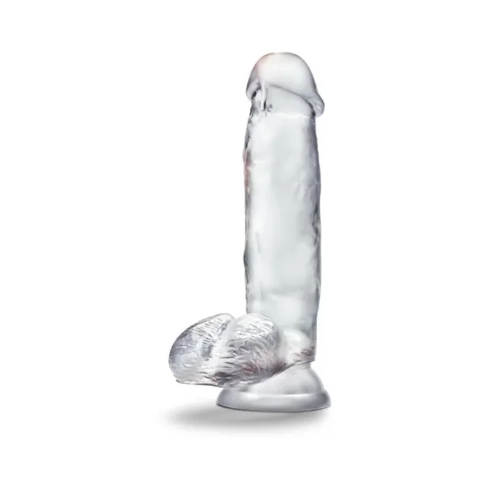 Blush B Yours Diamond Gleam 7 inward. Dildo with Balls & Suction Cup Clear
