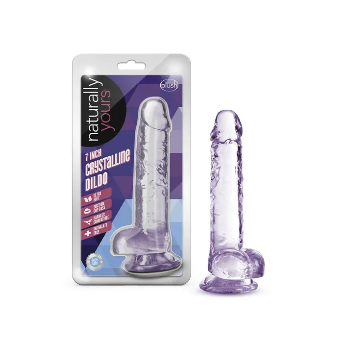 Blush Naturally Yours Crystalline 7 inwards. Dildo with Balls & Suction Cup Amethyst