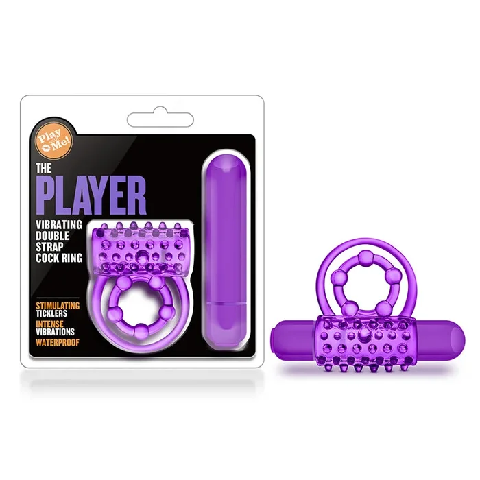 Blush Play with Me The Player Vibrating Doubling Strap Cockring Purple