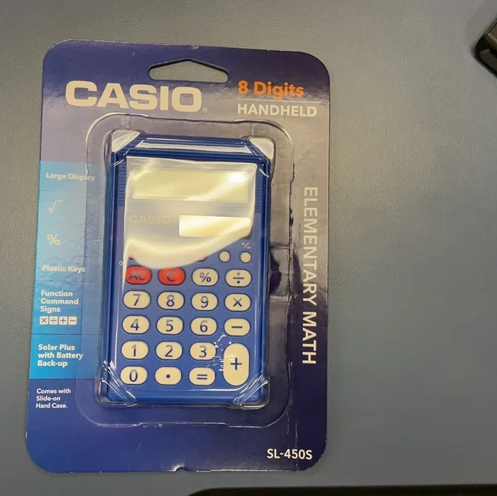 Casio 8 digits handheld blue calculator