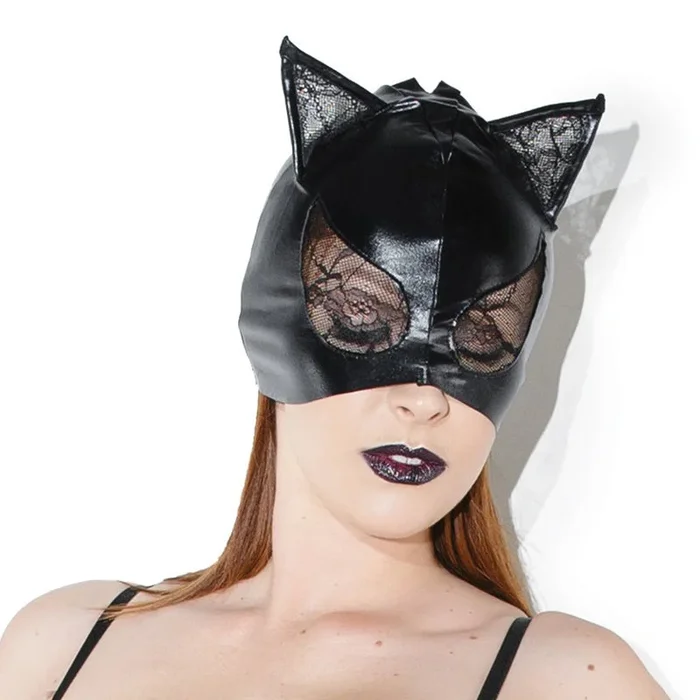 Cat Mask with Lace Eyes and Ears Black OS Advert