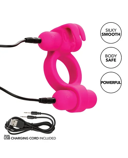 Couple’s Enhancer Silicone Rechargeable Rockin’ Rabbit Enhancer – Fuchsia