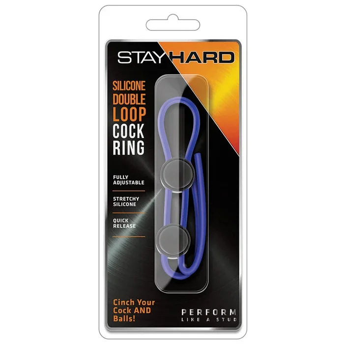 Delay Hard Silicone Double Loop Cock Ring-Blue