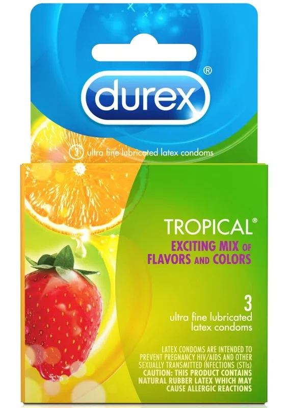 Durex Condoms Tropical Assorted Flavors and Colors
