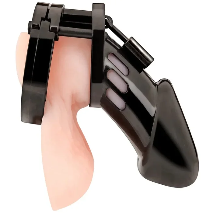 Electric Eel Blue Line Acrylic See-Thru Chastity Cage in Black