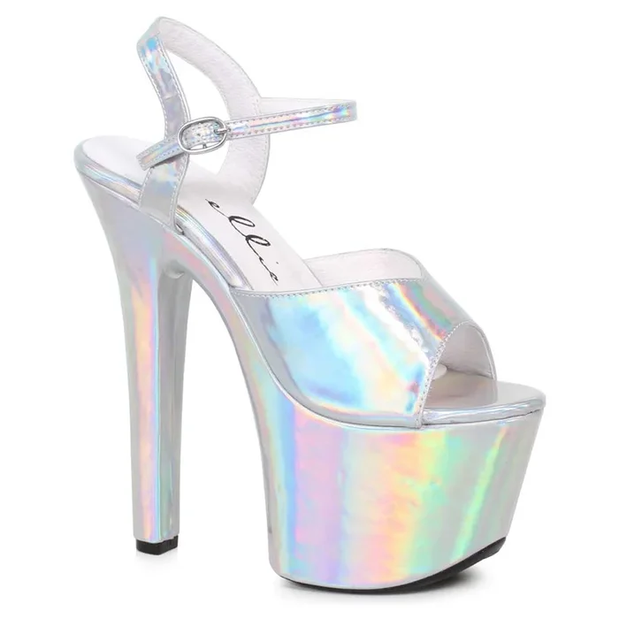 Ellie Shoes 711-Lola 7 ” Heel Pointed Stiletto Sandal with Metallic Platform & Upper
