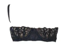 Escante Mix & Match Underwire Cup Bra with Boning & Hook-n-Heart Closure Black