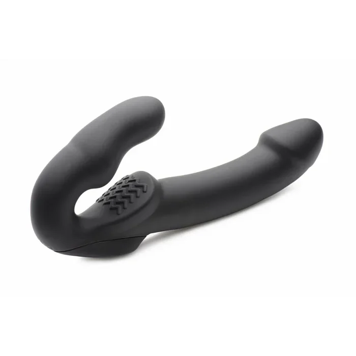 Evoke Rechargeable Vibrating Silicone Strapless Strap on – Black