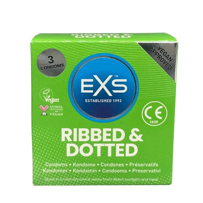 EXS Ribbed & Dotted Vegan Condoms 3 Pack