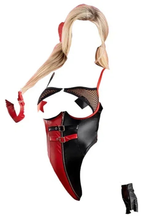 Fantasy Lingerie Diddle Wild Card 3-Piece Jester Costume Set Red