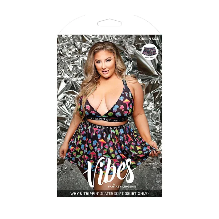 Fantasy Lingerie Vibes Why U Trippin’ Skater Skirt Queen Size Black