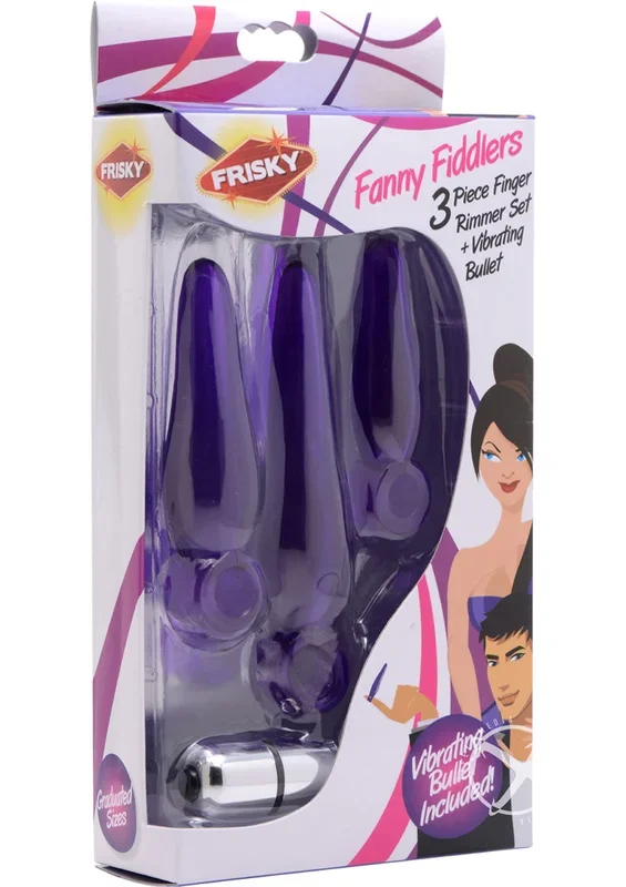 Frisky Fanny Fiddlers 3 Piece Finger Rimmer Set + Vibrating Bullet
