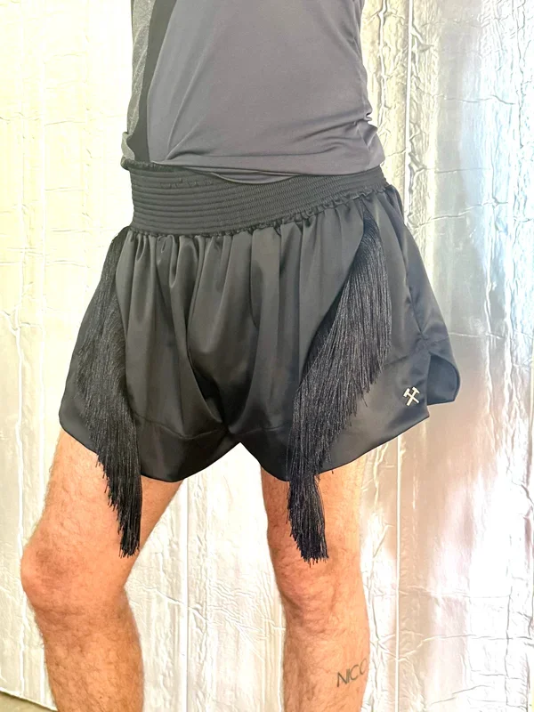 GMBH BOXING SHORTS W FRINGES BLACK