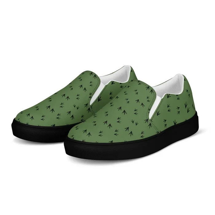 Green Chicken Feet Women’s Slip-On Canvas Shoes