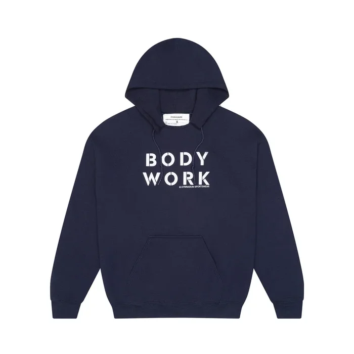 GYMNASIUM THE BODY WORK HOODED SWEATSHIRT NAVY BLUE