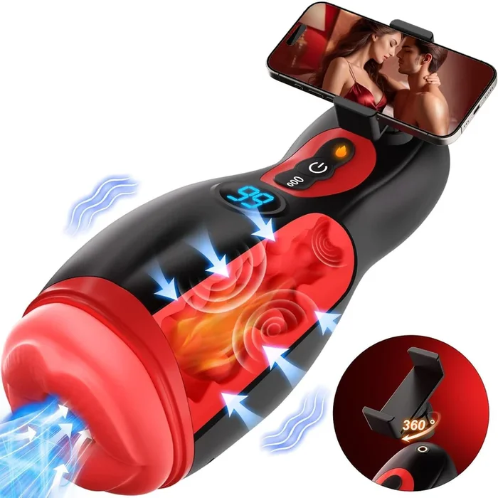 Heating Blowjob Machine with 9 Sucking & 9 Vibrating with Phone Holder APP Control