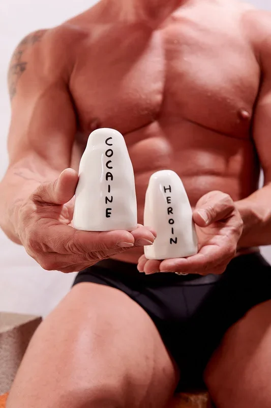 Heroin & Cocaine Salt and Pepper Shakers Third Drawer Down X David Shrigley