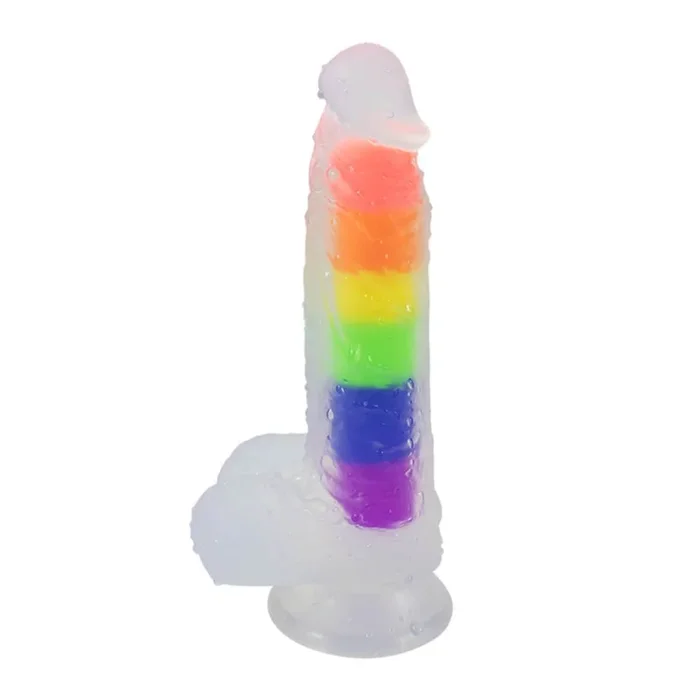 Honeysx J21 rainbow dark liquid state silicone encapsulated dildo