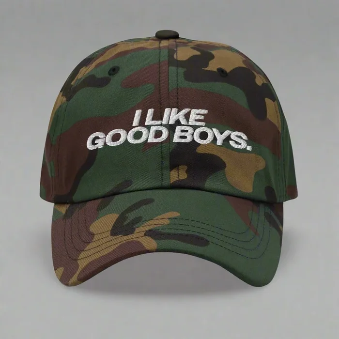 I The Likes Of Well Boys Dad Hat by YES HOMO in Green Camo