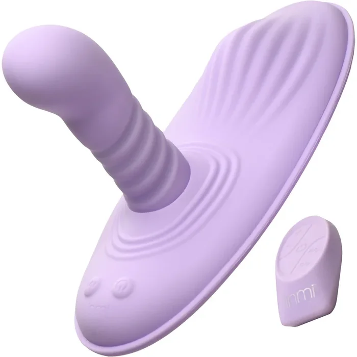 Inmi Thrust ‘N’ Grind Thrusting & Vibrating Silicone Rechargeable Grinder With Remote – Purple