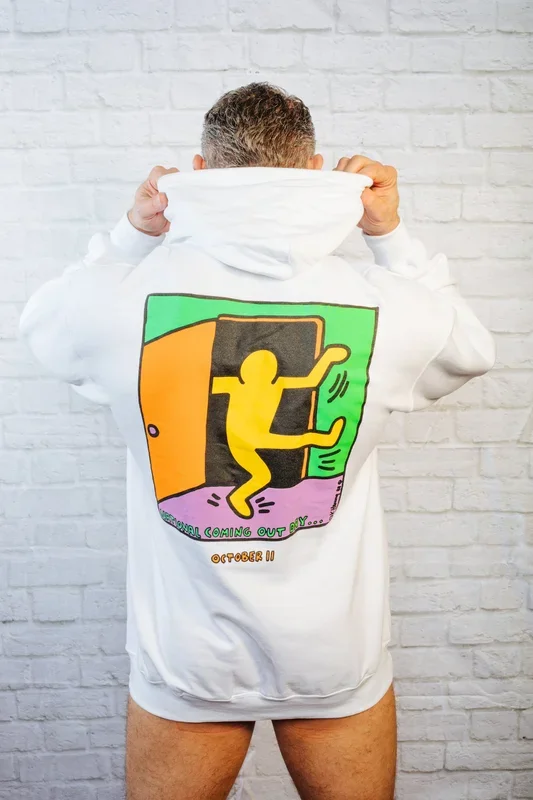 Keith Haring National Orgasm Out Day Hoodie / Whiteness