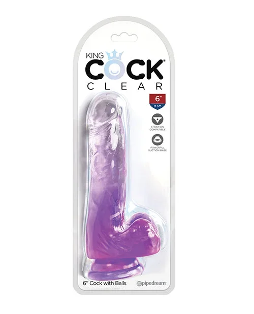 King Cock Clear 6″ Cock w/Balls – Purple