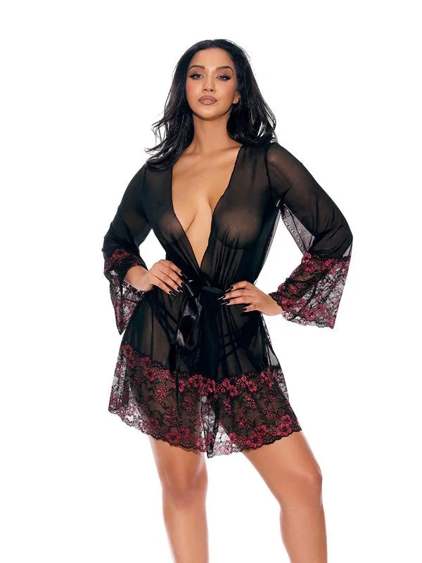 Lace Trim Sheer Robe – One Size