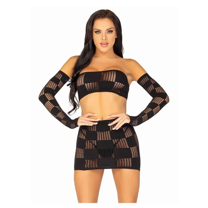 Leg Avenue Ego Trip Checkerboard Bandeau Set