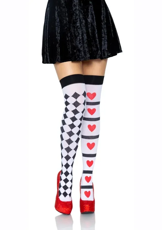 Leg Avenue Harlequin and Heart Thigh High