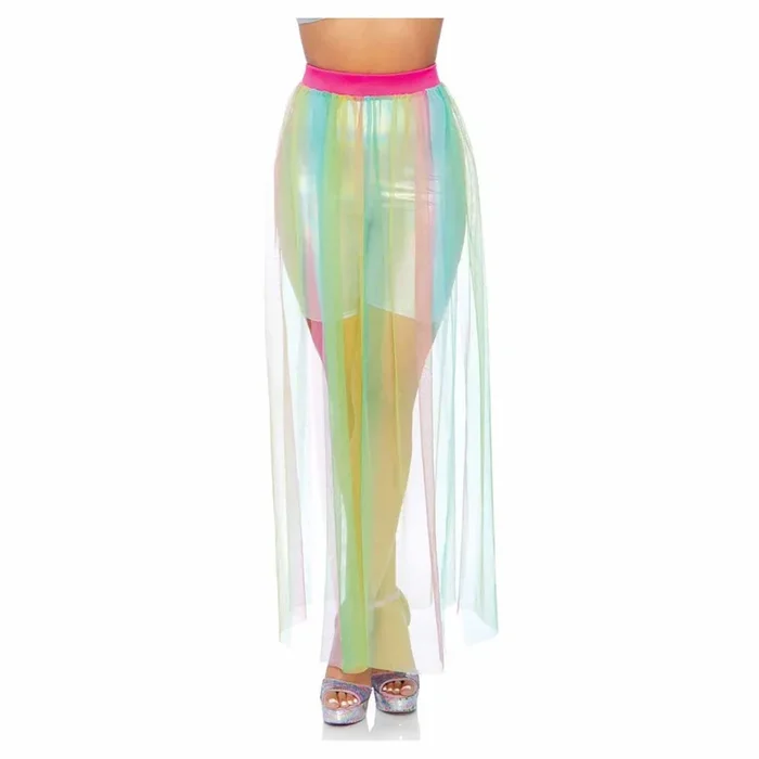 Leg Avenue Multi Slit Sheer Full Length Maxi Skirt