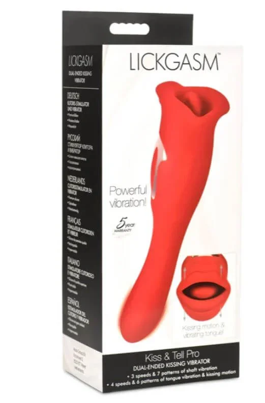 LICKGASM Kiss & Tell Pro Dual Ended Kissing Vibrator – Premium Silicone, Waterproof