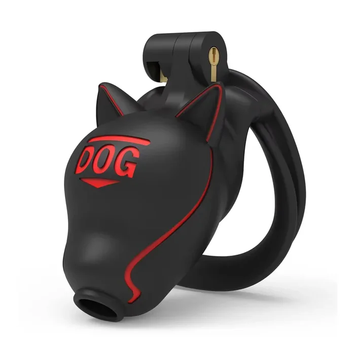 LOCK4D Slave Dog Head Chastity Cock Cage Black