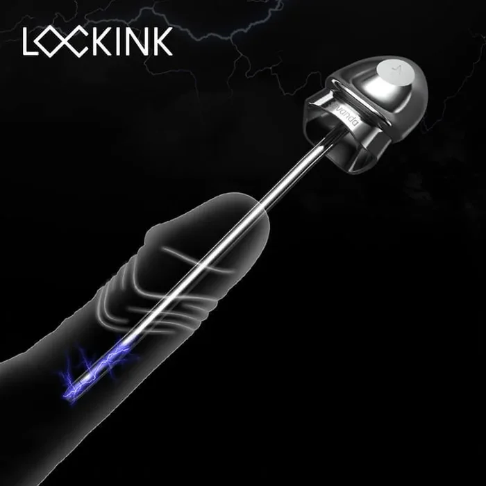 Lockink Electric Shock Male Penis Ring Metal Urethra Vibrator