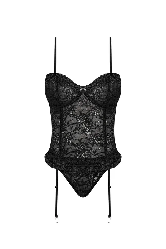 Magic Silk Ooh La Lace Bustier & Panty Set Black