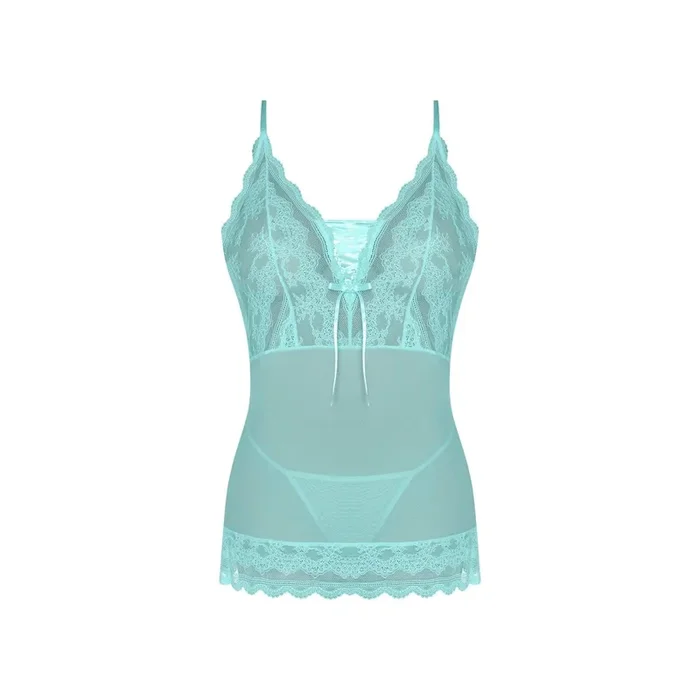 Magic Silk Seabreeze Lace-Up Chemise & G-String Turquoise